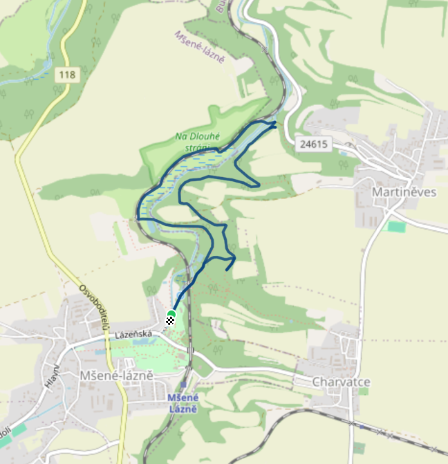 Mapa závodu 4,9 km - Mšené Lázně | Sokolský běh republiky