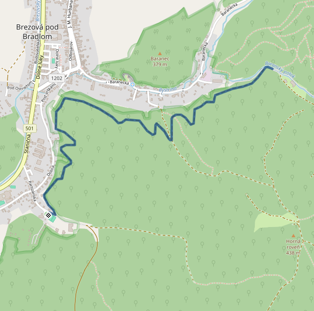 Mapa závodu 6,2 km - Brezová pod Bradlom| Sokolský běh republiky