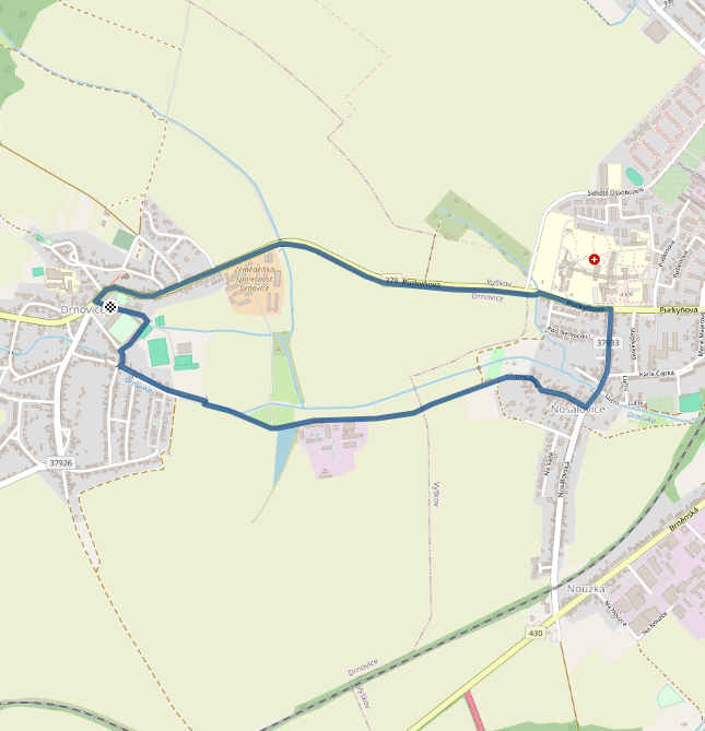 Mapa závodu 5 km Drnovice - Sokolský běh republiky