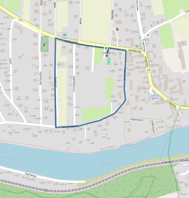 Mapa dětského závodu 1 km - Hlásná Třebáň | Sokolský běh republiky