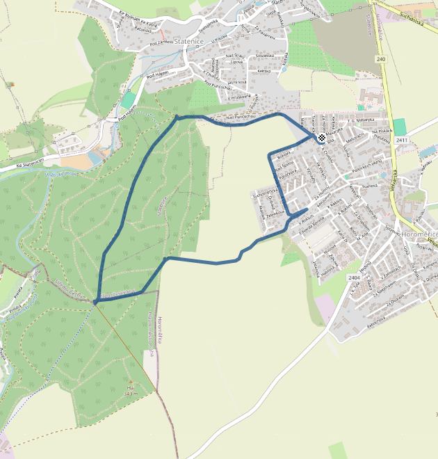 Mapa závodu 4,9 km - Horoměřice| Sokolský běh republiky