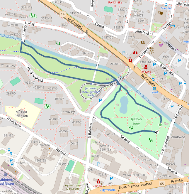 Mapa dětského závodu 1 km - Jablonec nad Nisou| Sokolský běh republiky