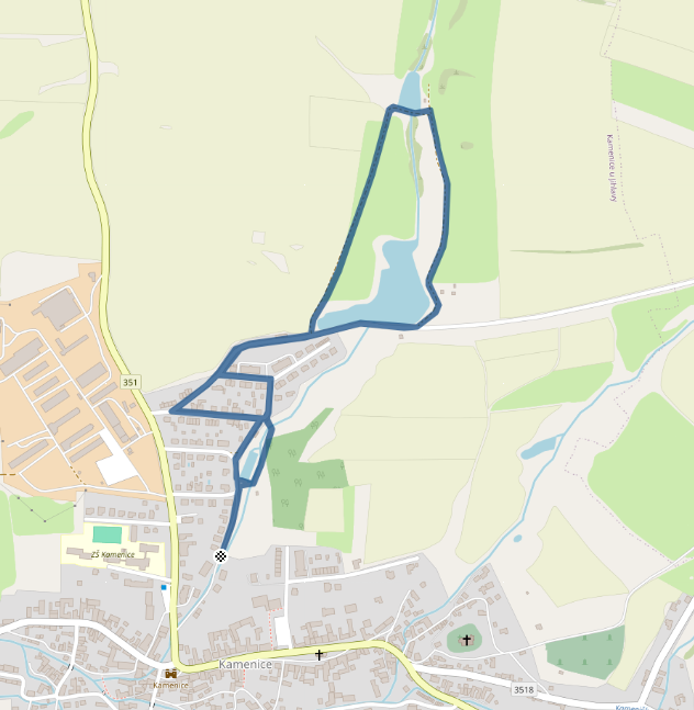 Mapa závodu 5,5 km - Kamenice | Sokolský běh republiky