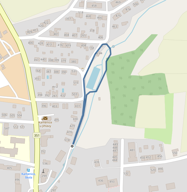 Mapa dětského závodu 600 m - Kamenice | Sokolský běh republiky