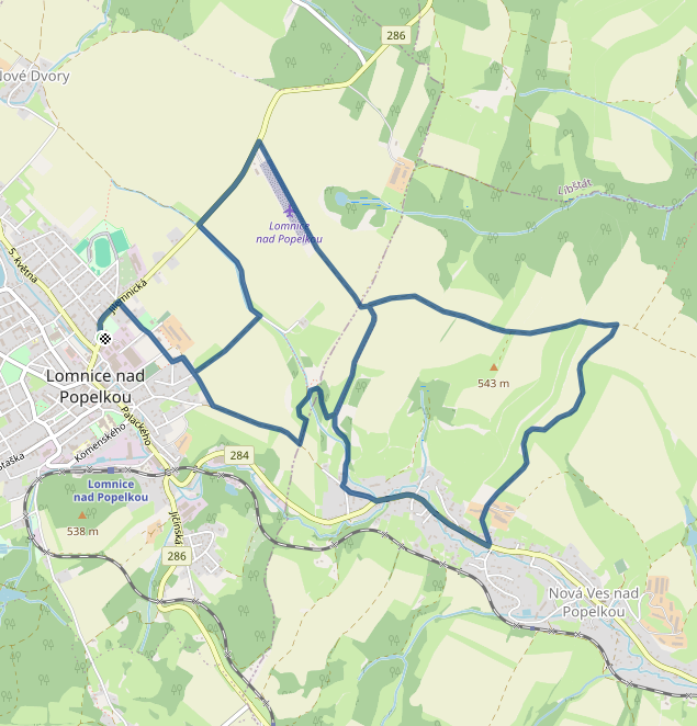 Mapa závodu 12 km - Lomnice nad Popelkou| Sokolský běh republiky