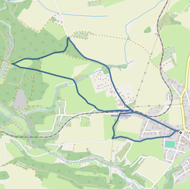 Mapa závodu 5 km - Malá Hraštice| Sokolský běh republiky