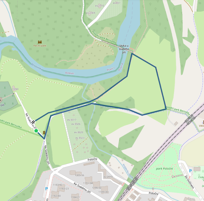 Mapa závodu 1,1 km - Plzeň | Sokolský běh republiky