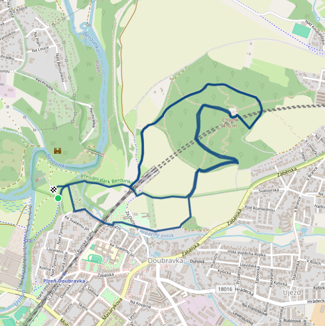 Mapa závodu 7,6 km - Plzeň | Sokolský běh republiky