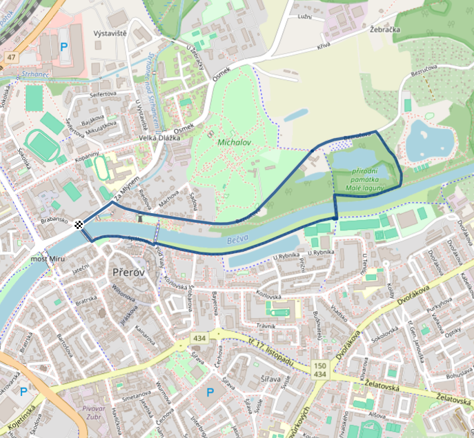 Mapa závodu 10 km - Přerov | Sokolský běh republiky