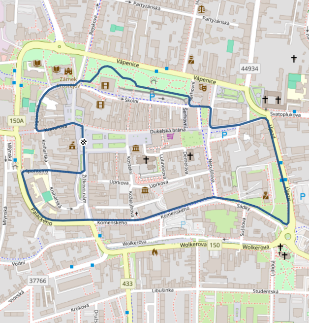 Mapa závodu 2,5 / 5/ 10 km - Prostějov | Sokolský běh republiky