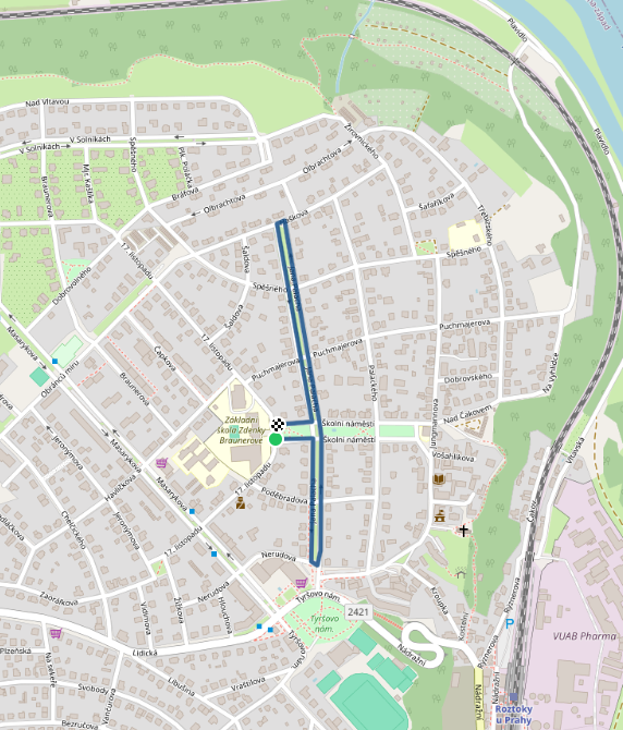 Mapa závodu 1,918 km - Roztoky u Prahy | Sokolský běh republiky