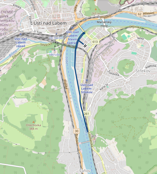 Mapa závodu 4,5 km - Ústí nad Labem | Sokolský běh republiky