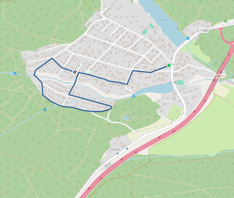 Mapa dětského závodu 2,5 km - Voznice | Sokolský běh republiky