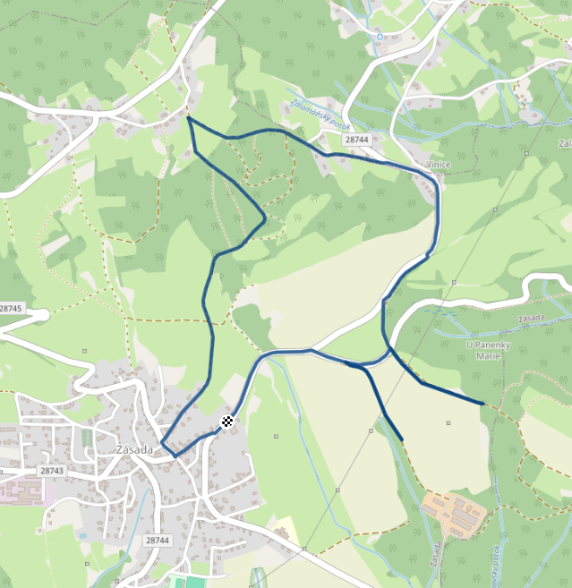 Mapa závodu 6 km - Zásada | Sokolský běh republiky