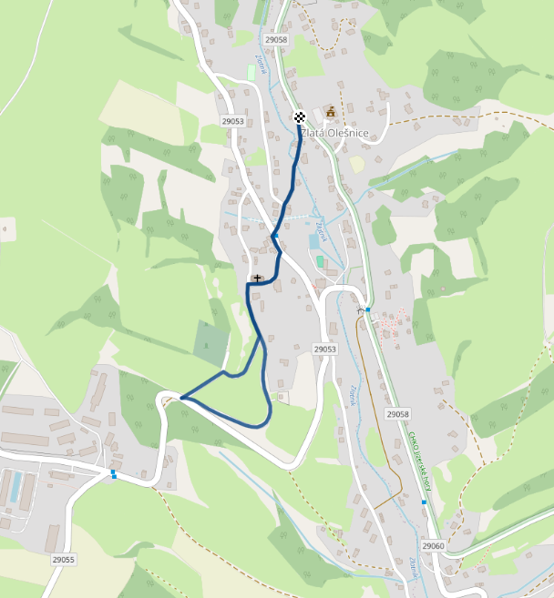 Mapa dětského závodu 1,7 km - Zlatá Olešnice | Sokolský běh republiky