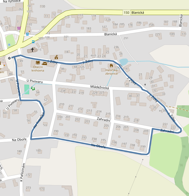 Mapa dětského závodu 1,3 km - Louňovice pod Blaníkem | Sokolský běh republiky